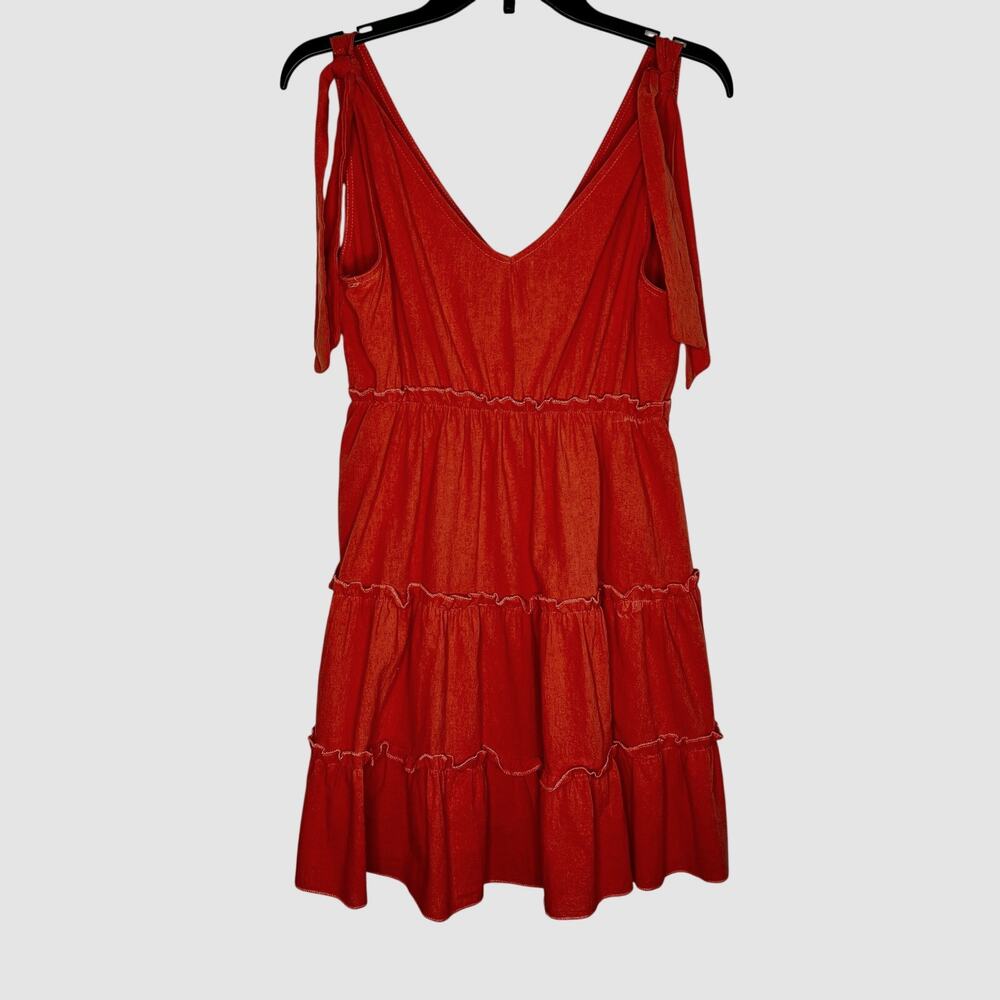 Tiered burnt orange Ruffle Dress Sleeveless boho Casual Size XL